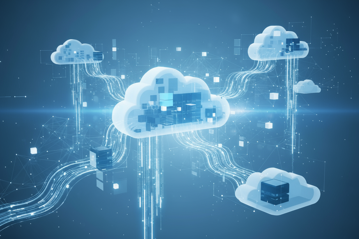 Modern tech background with Azure/cloud theme